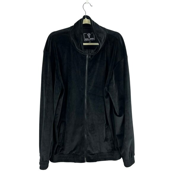 Rebel Minds Velour Tracksuit Jacket Men Big 3XL Black Full Zip Long Sleeves - Picture 1 of 5
